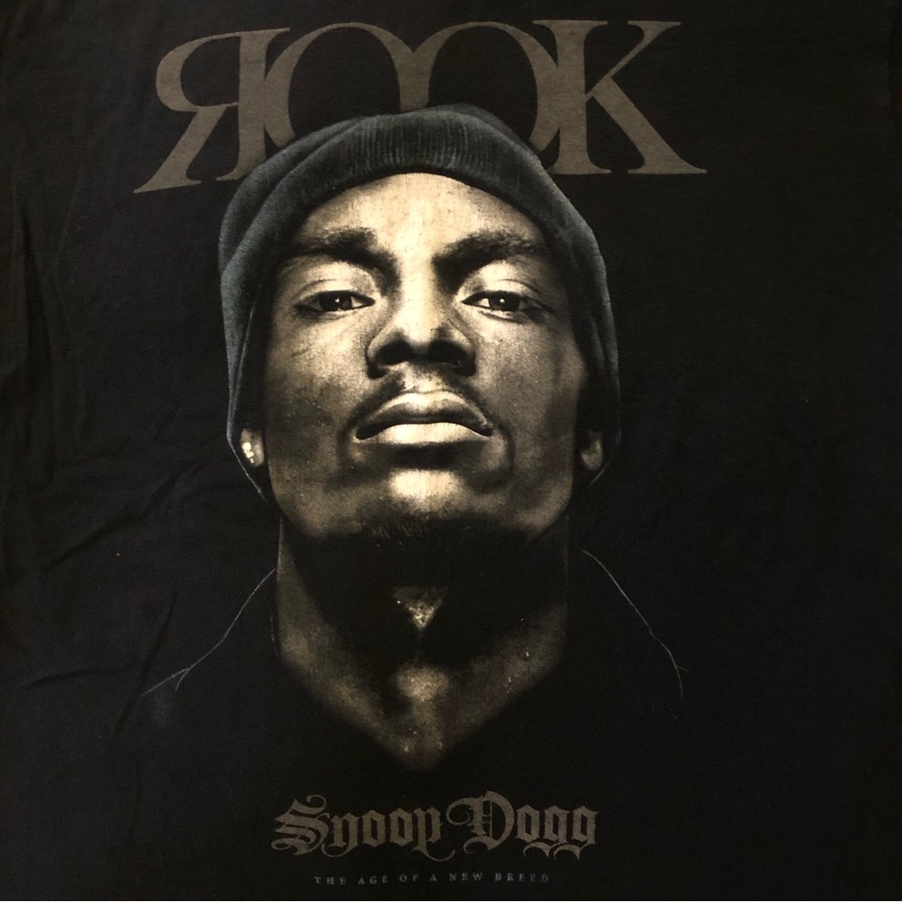 Y2K Rook x Snoop Dogg Collab Short Sleeve Graphic Tee Rap Shirt Black XL